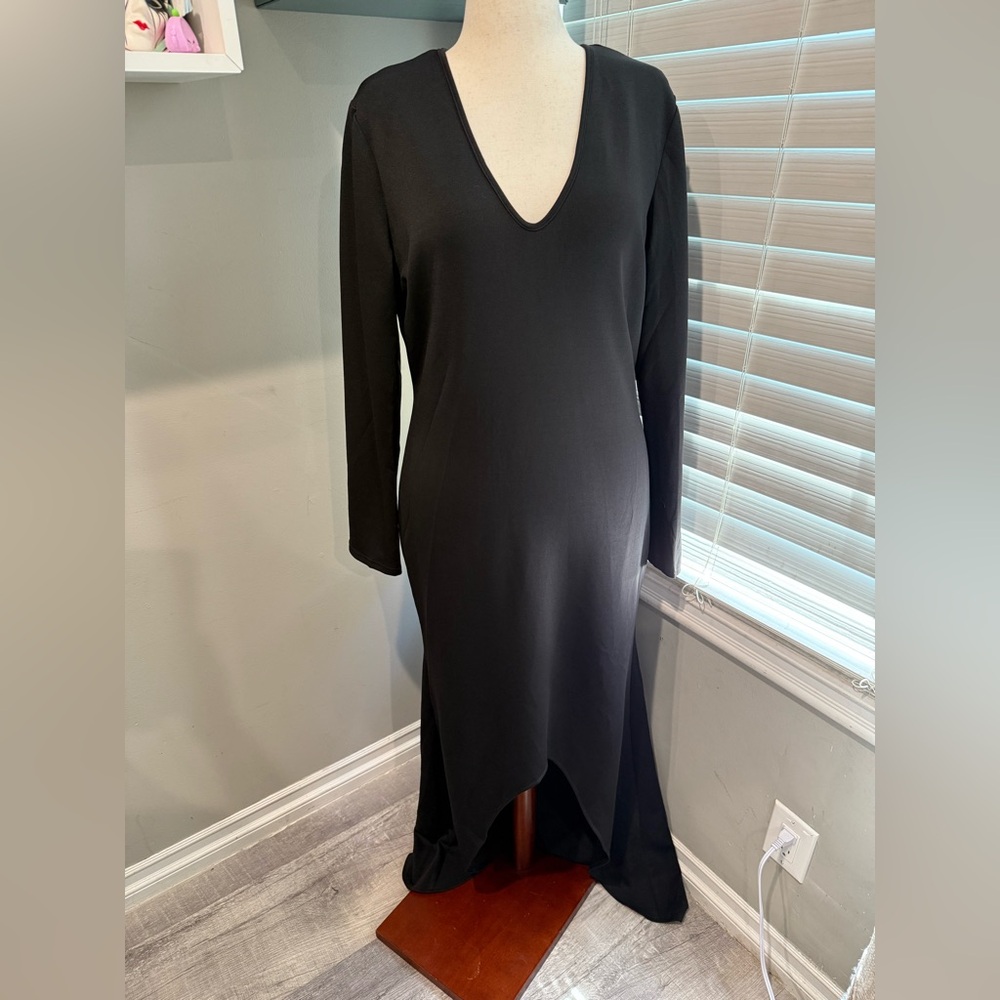 Eien Elegant Black V-Neck Dress